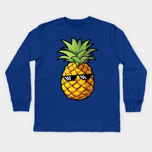 Funny Pineapple with Sunglasses Kids Long Sleeve T-Shirt